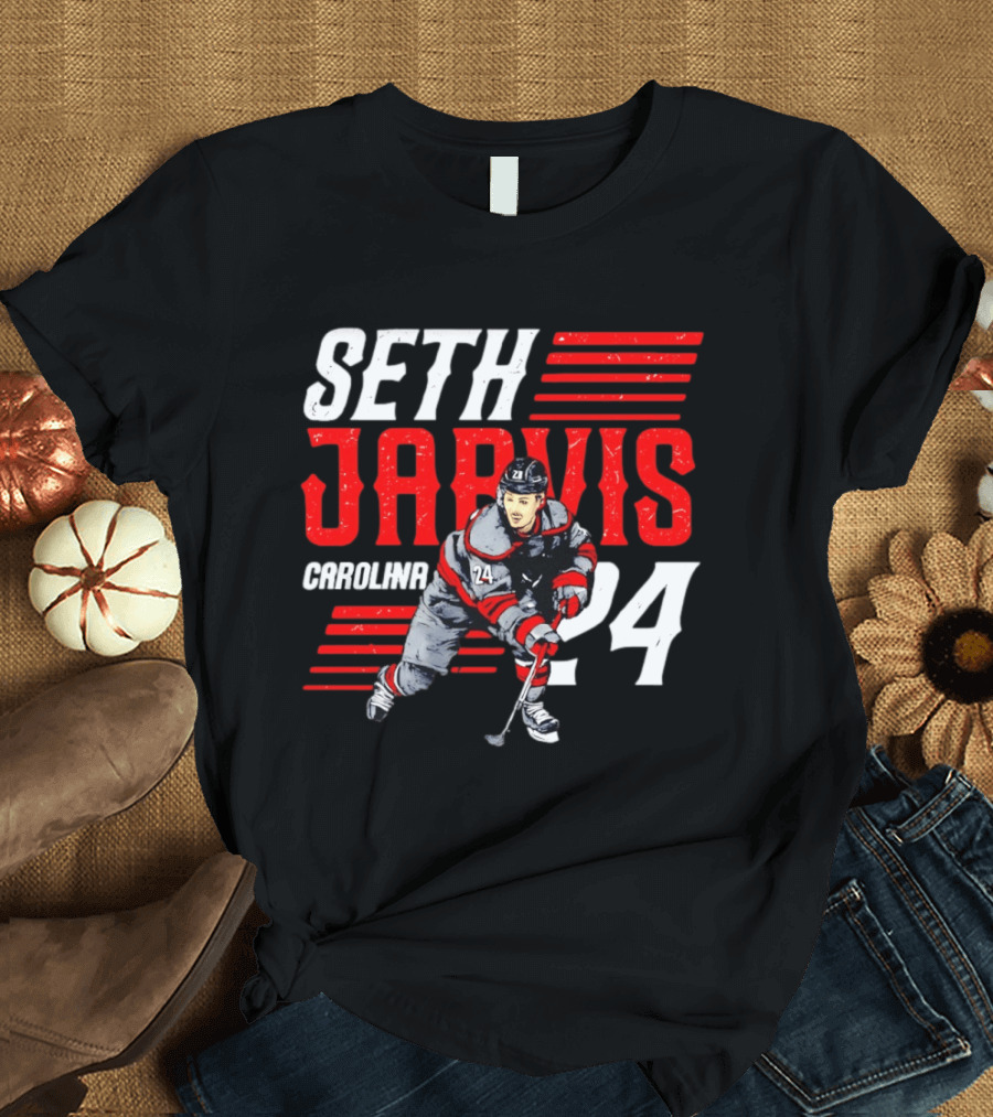 Seth Jarvis 24 Carolina Hurricanes Hockey Player T-Shirt
