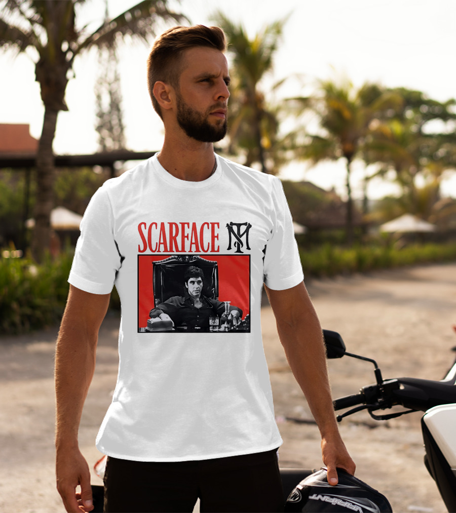 Scarface Tony Montana Al Pacino Iconic Scene Red T-Shirt