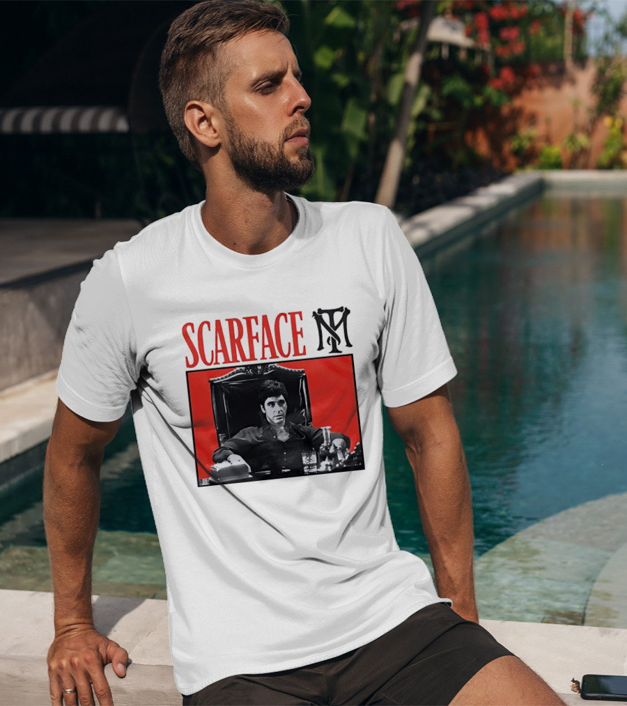 Scarface Tony Montana Al Pacino Iconic Scene Red T-Shirt