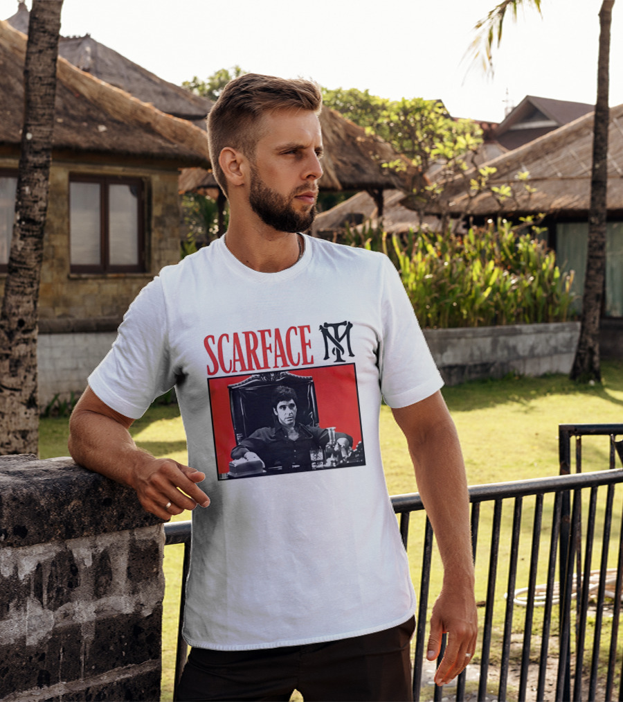 Scarface Tony Montana Al Pacino Iconic Scene Red T-Shirt