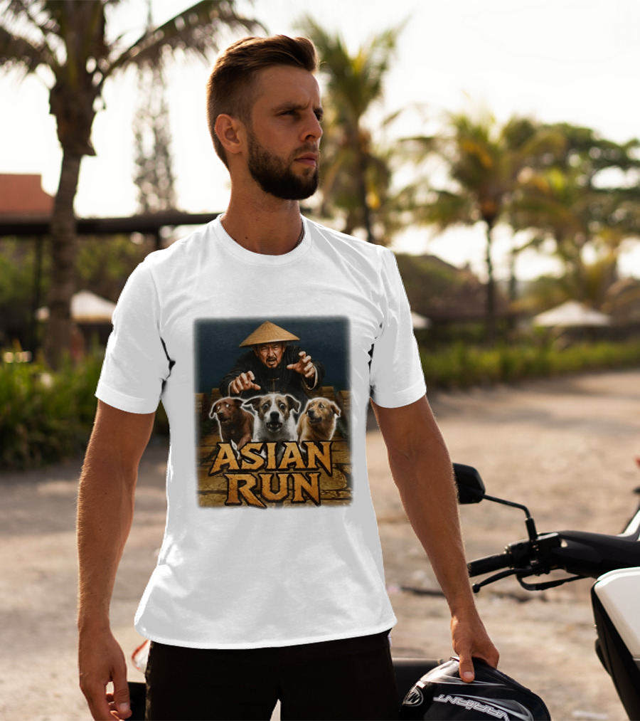 Asian Run Dogs With Traditional Hat Man T-Shirt