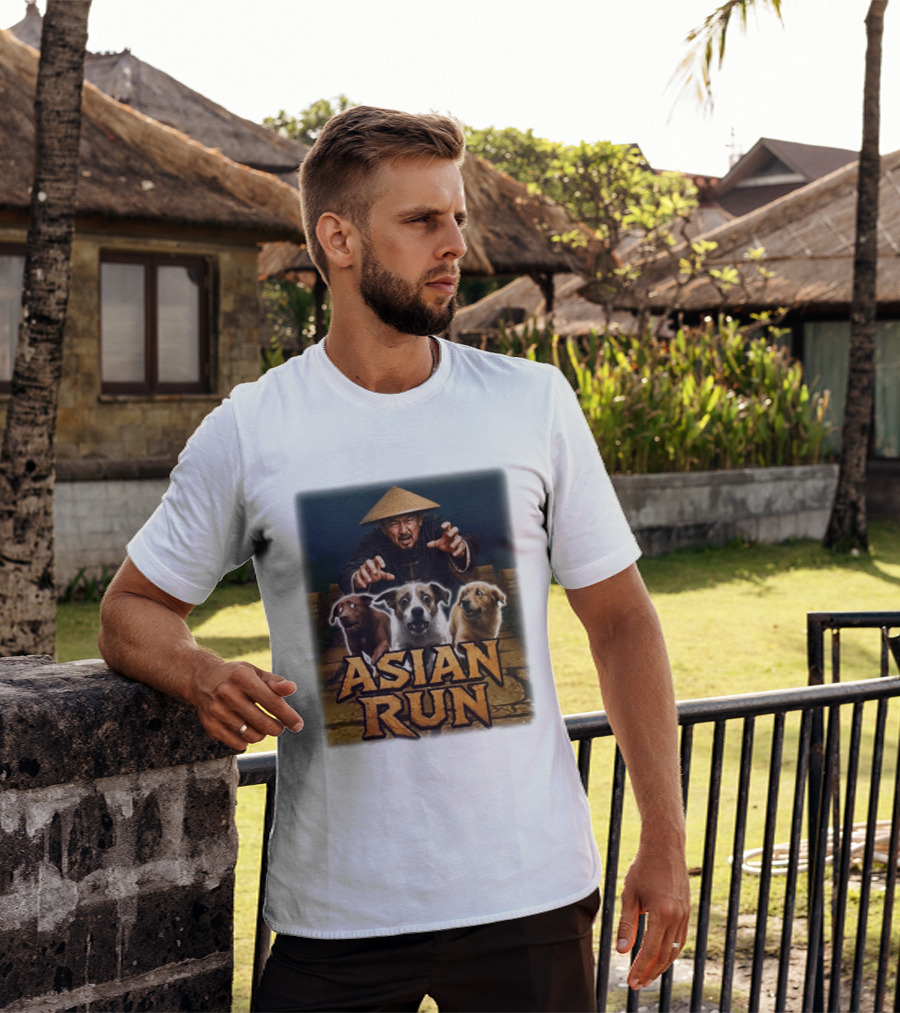 Asian Run Dogs With Traditional Hat Man T-Shirt