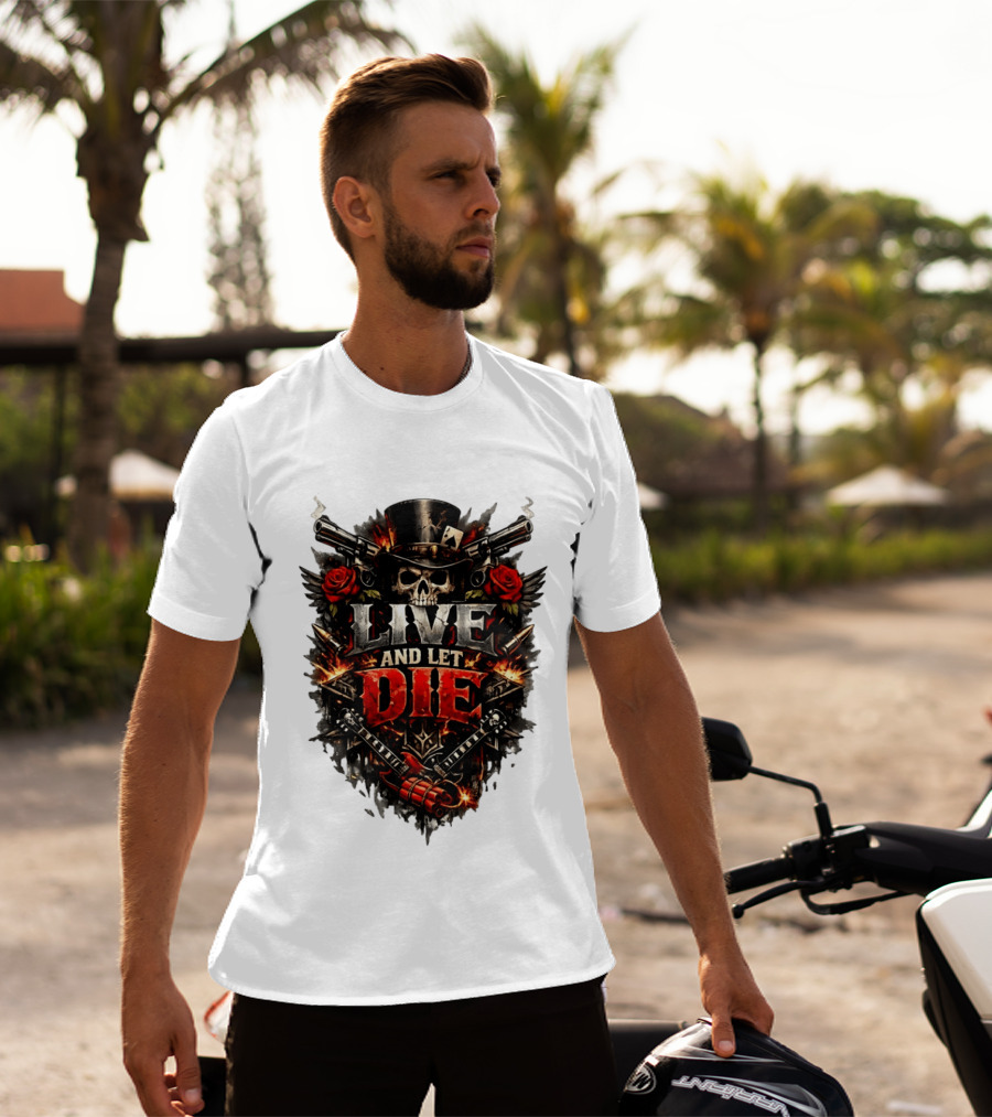Guns N' Roses Live And Let Die Skull Roses Guns Playing Cards T-Shirt