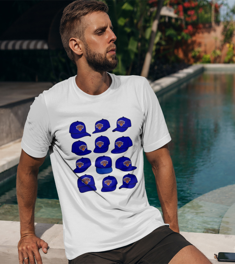 New York Knicks Blue Caps Collection With Iconic Basketball Team T-Shirt