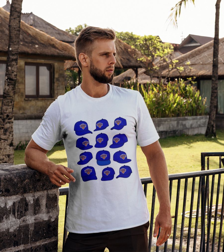 New York Knicks Blue Caps Collection With Iconic Basketball Team T-Shirt