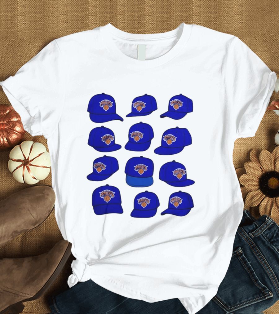 New York Knicks Blue Caps Collection With Iconic Basketball Team T-Shirt