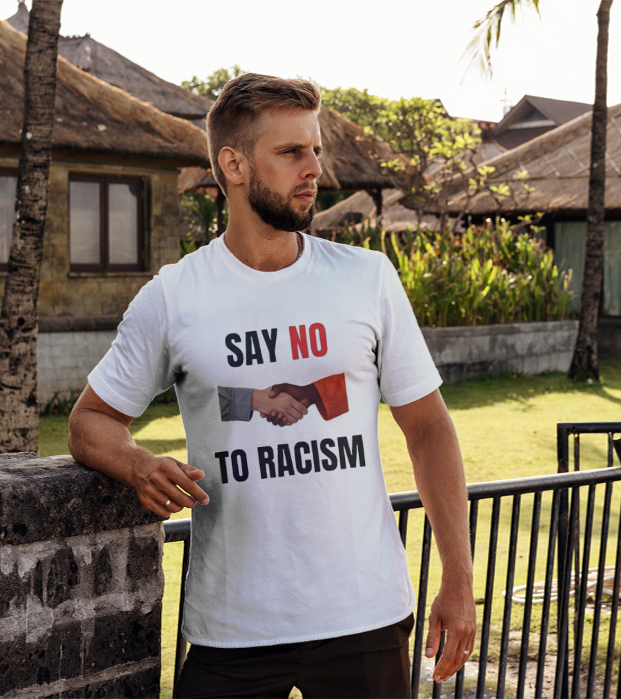 Say No To Racism Black White Handshake Solidarity T-Shirt