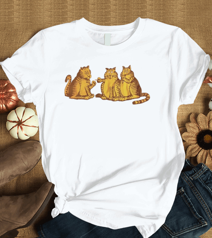 Super Cat Smoking Meme Trio Funny Cats Sharing Cigarettes T-Shirt