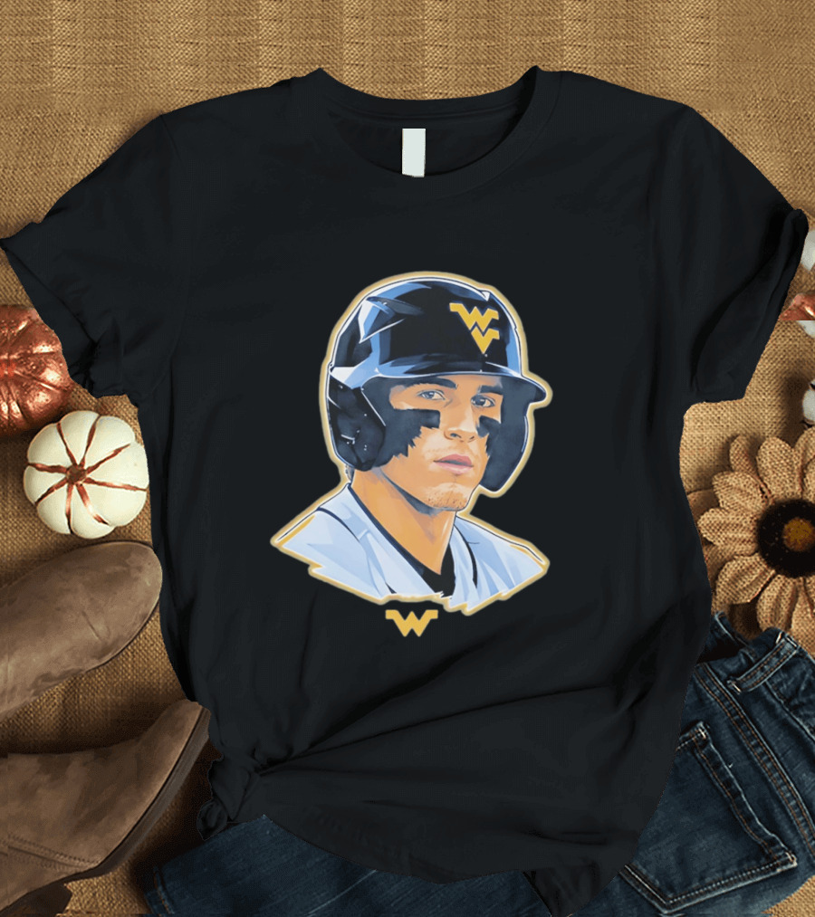 West Virginia Baseball Player Helmet WV T-Shirt