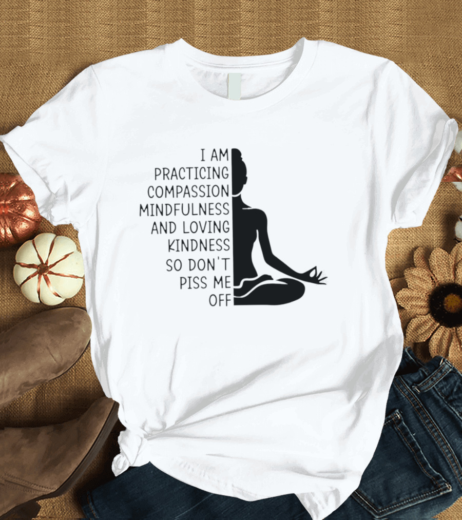 I Am Practicing Compassion Mindfulness And Loving Kindness So Don't Piss Me Off Yoga Pose T-Shirt