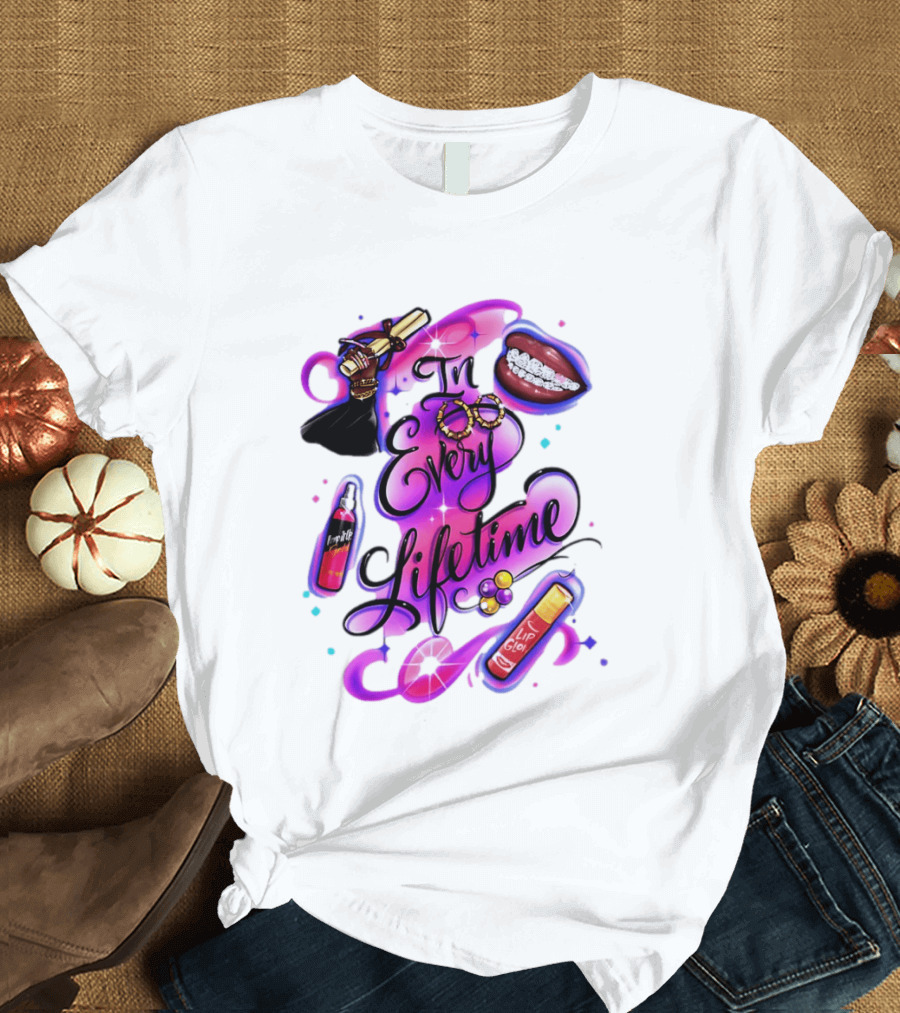 In Every Lifetime Lip Glow Gold Lip Graduation Black Girl Magic Aesthetic T-Shirt