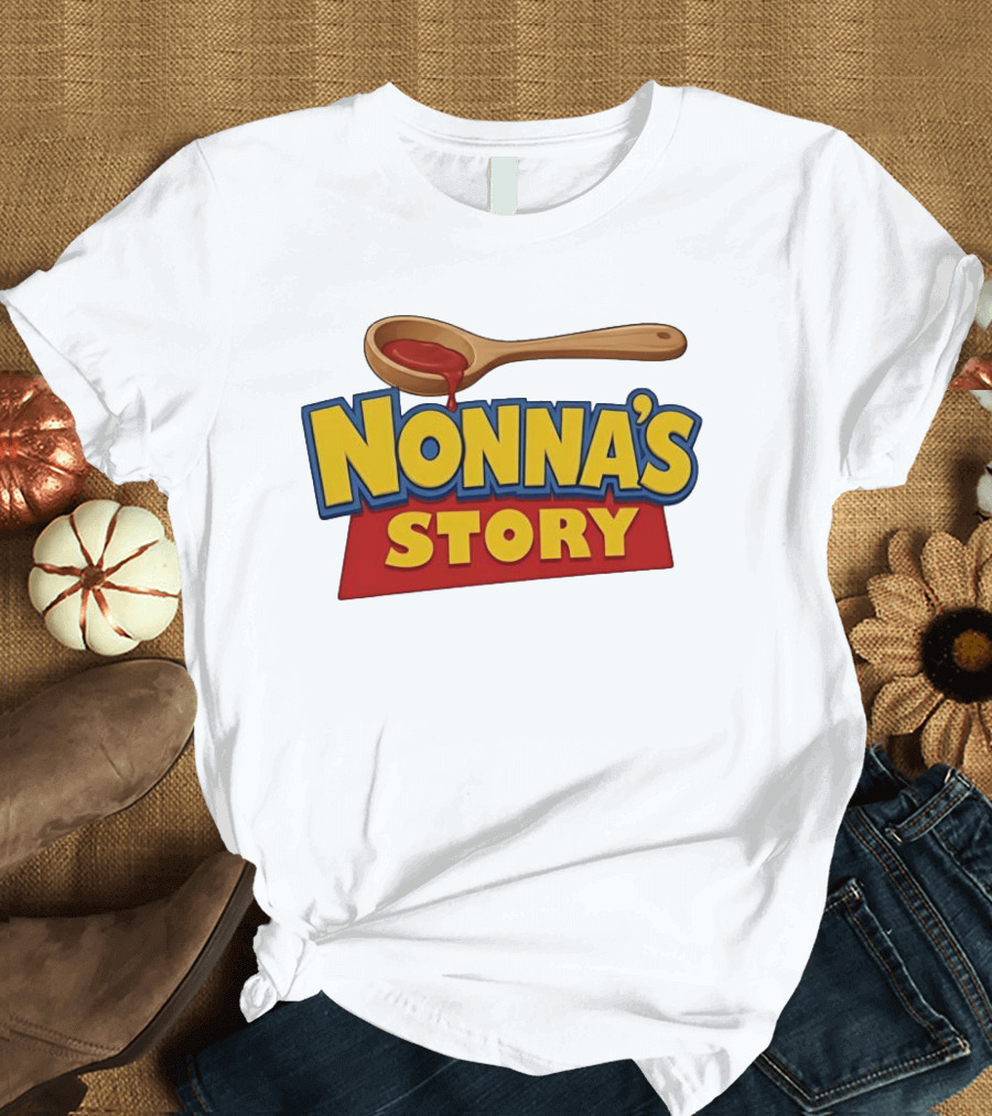 Nonna's Story Wooden Spoon Icon With Red Sauce T-Shirt