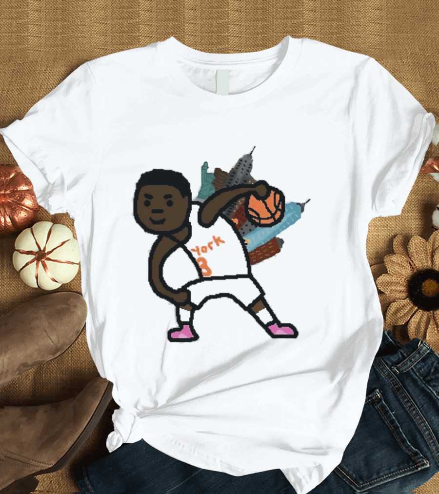 OG Anunoby New York Knicks Basketball Player Skyline T-Shirt