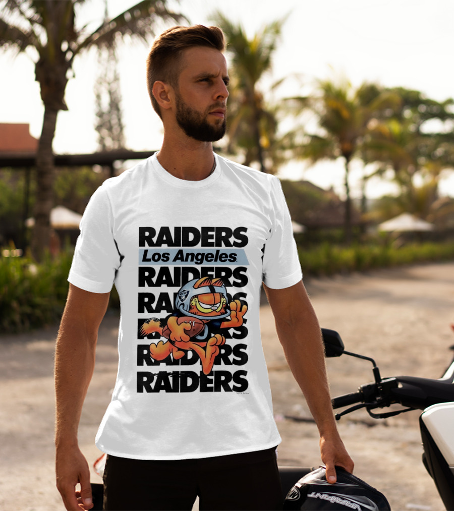 Los Angeles Raiders Orange Cat Football Helmet Running T-Shirt