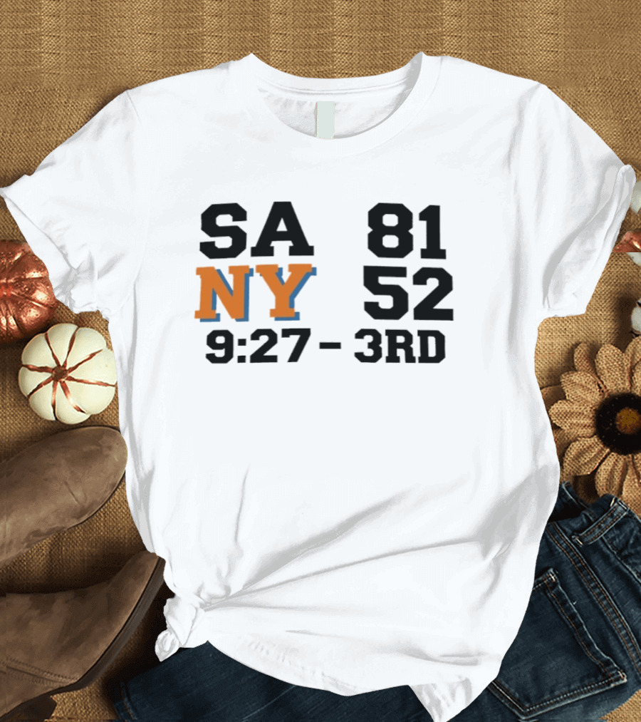 SA 81 NY 52 9:27 3rd Quarter Scoreboard T-Shirt