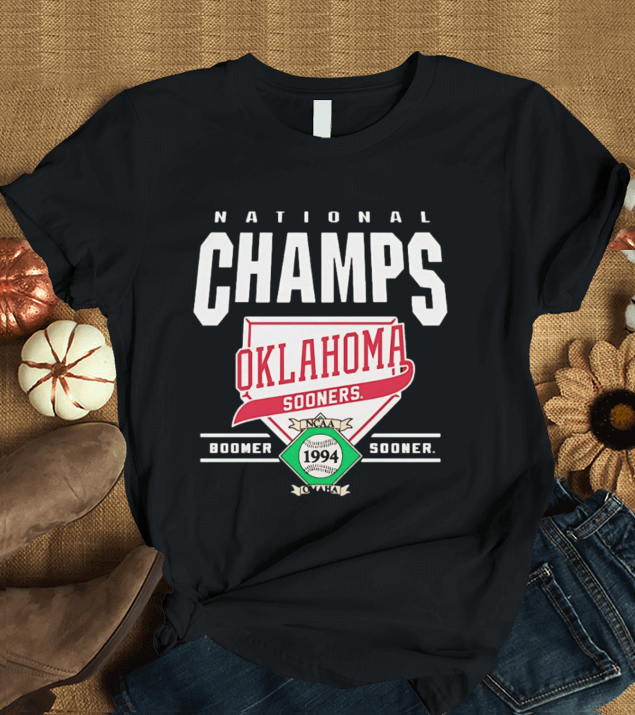 Oklahoma Sooners 1994 NCAA Baseball National Champs Boomer Sooner T-Shirt