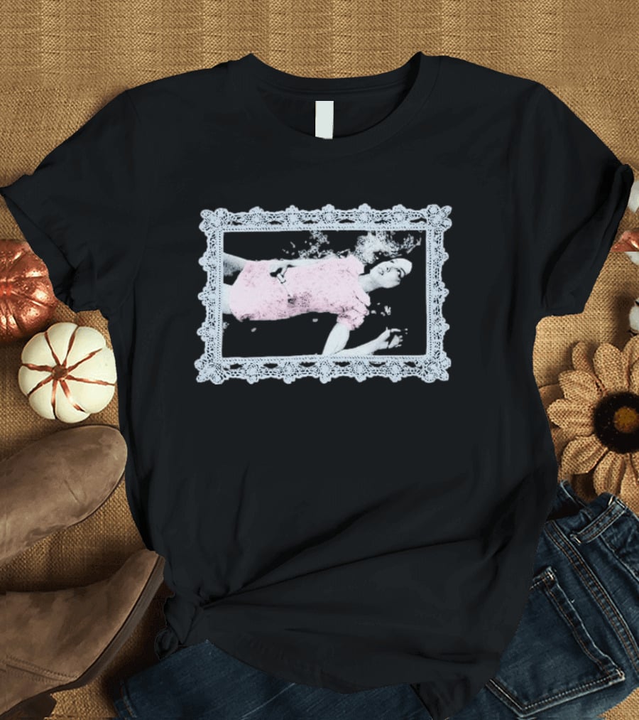 Olivia Rodrigo Lace Frame Distressed Pink Butterfly Aesthetic T-Shirt