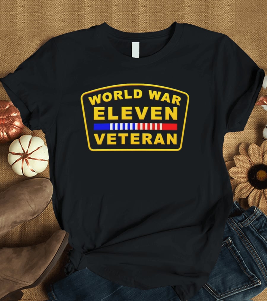 World War Eleven Veteran Patch Style Yellow Black Red Blue T-Shirt
