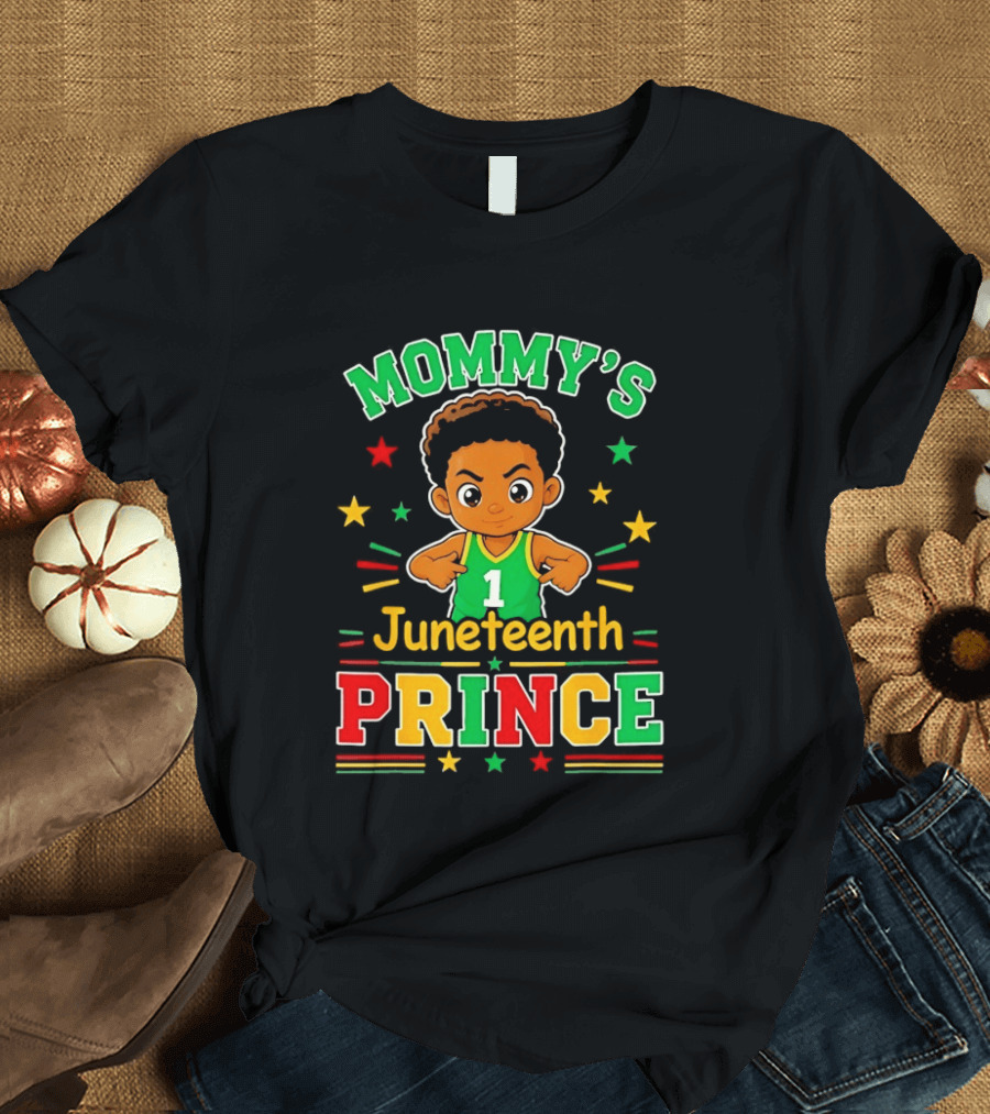 Mommy's Juneteenth Prince Little Boy Basketball Celebration Number One Kid T-Shirt