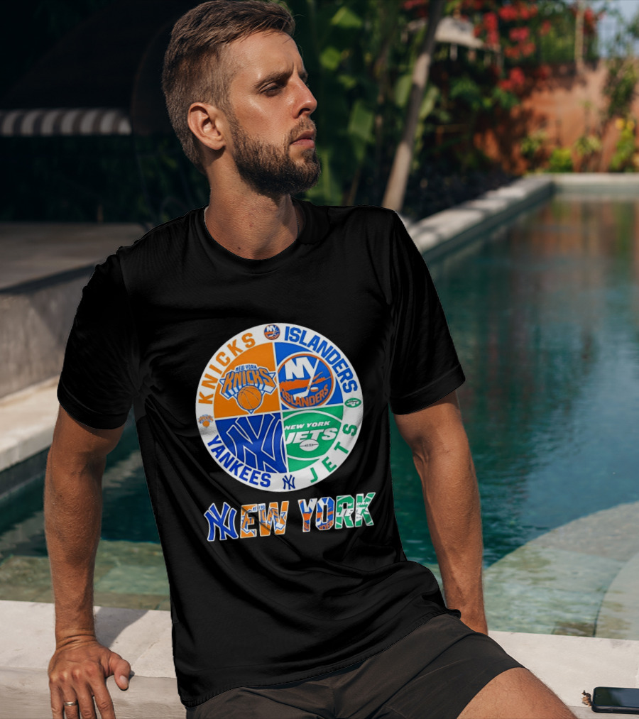 Knicks Islanders Yankees Jets New York Sports Teams Quadrant T-Shirt