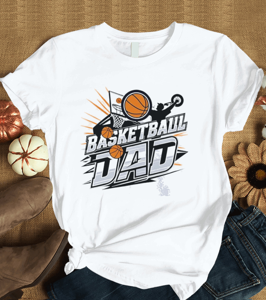 Basketball Dad Flying Ball Action Hoop T-Shirt