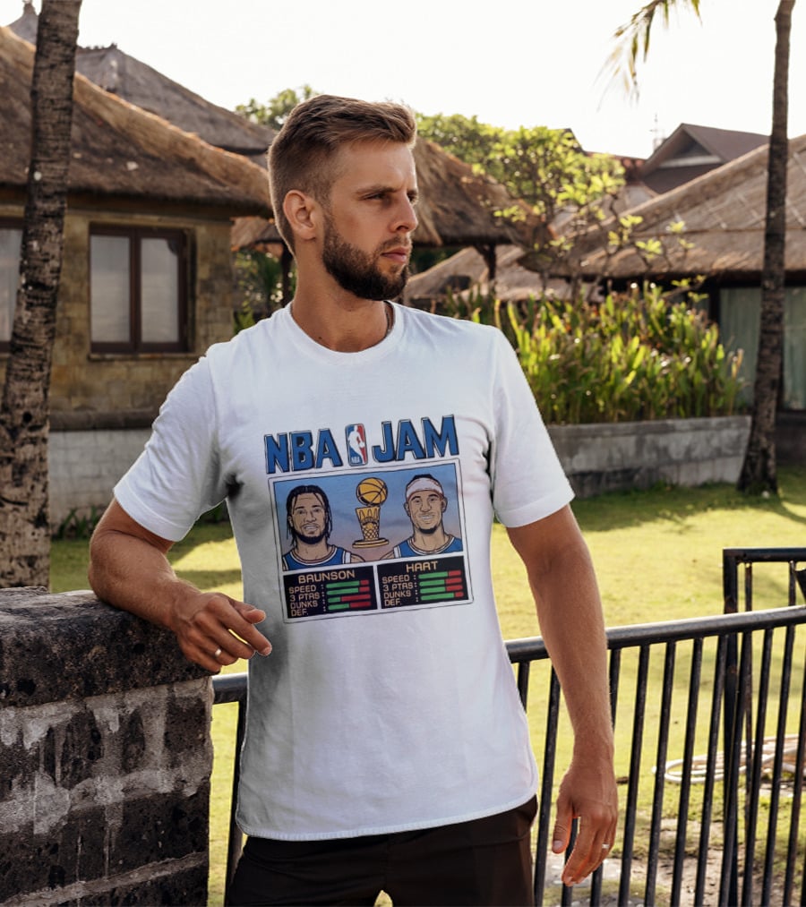 NBA Jam New York Knicks 2026 Champs Brunson Hart Stats T-Shirt