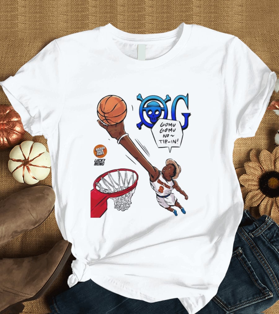 OG Anunoby X One Piece Luffy New York Knicks 2026 Gomu Gomu No Tip In Comic T-Shirt