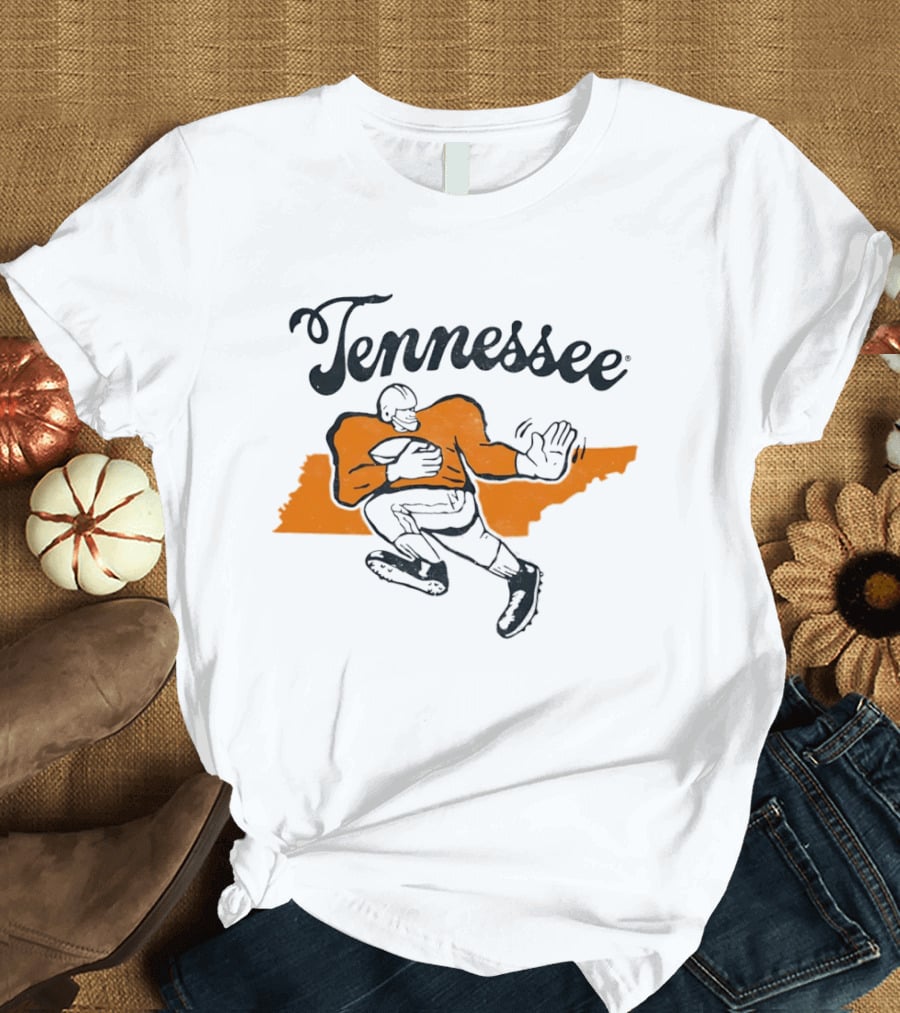 Tennessee Football Map Vintage Style Football Player T-Shirt