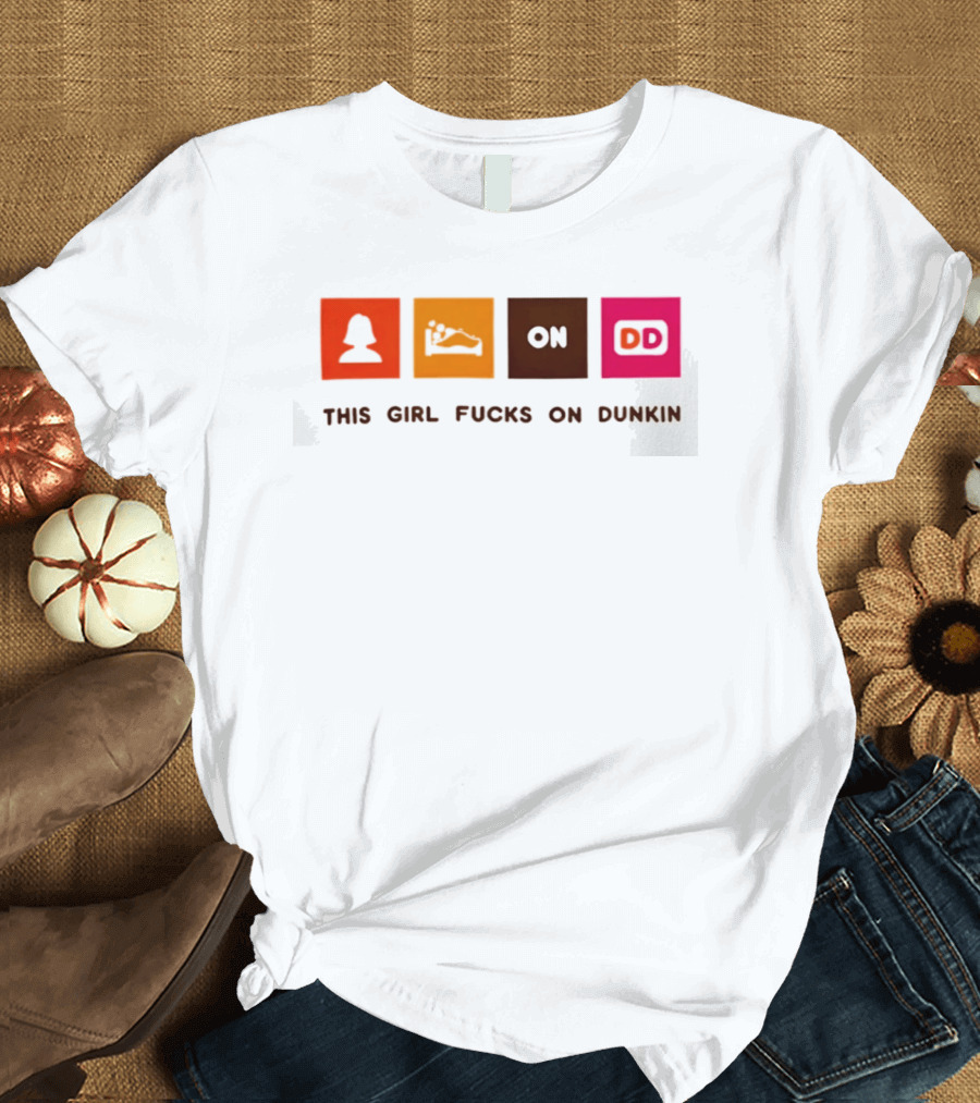 This Girl Fucks On Dunkin Retro Icon Square Blocks T-Shirt