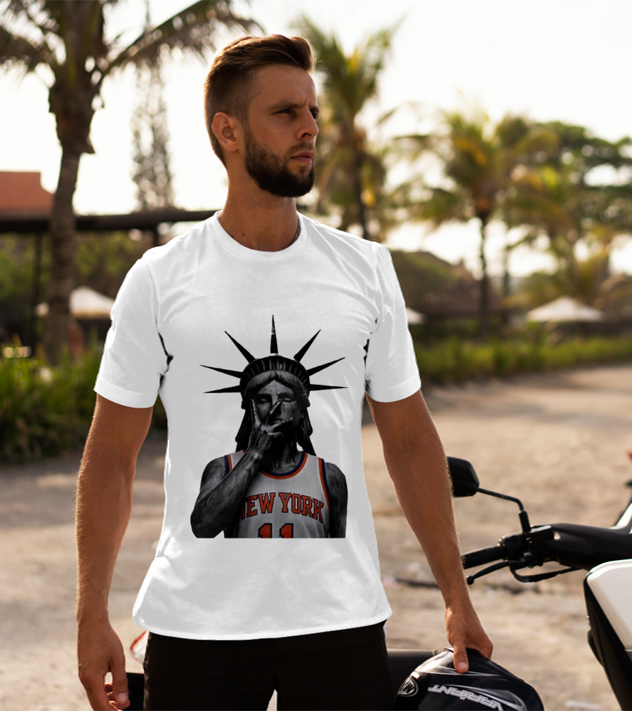 New York Knicks Jalen Brunson Statue Of Liberty Basketball Legend The Wait Is Over T-Shirt