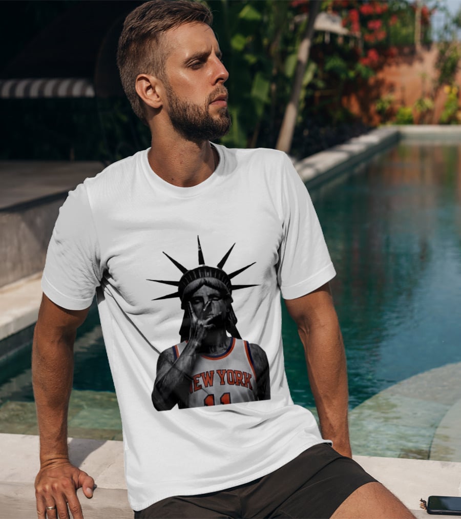 New York Knicks Jalen Brunson Statue Of Liberty Basketball Legend The Wait Is Over T-Shirt