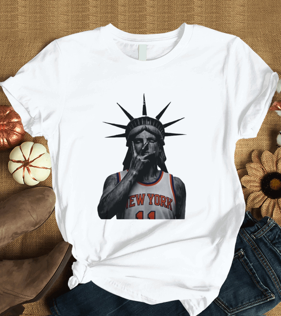 New York Knicks Jalen Brunson Statue Of Liberty Basketball Legend The Wait Is Over T-Shirt