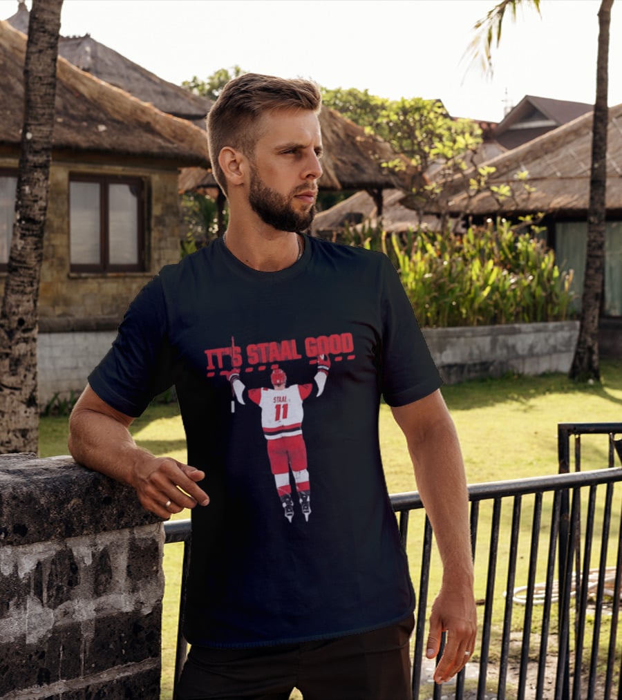 Jordan Staal Carolina Hurricanes It's Staal Good 11 Hockey Celebration T-Shirt