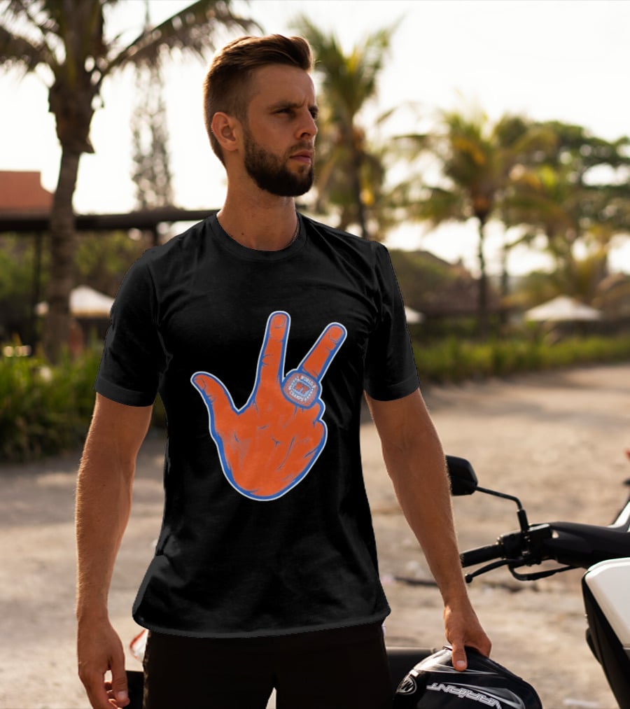 New York Knicks Jalen Brunson Peace Sign Ring Basketball Champion T-Shirt