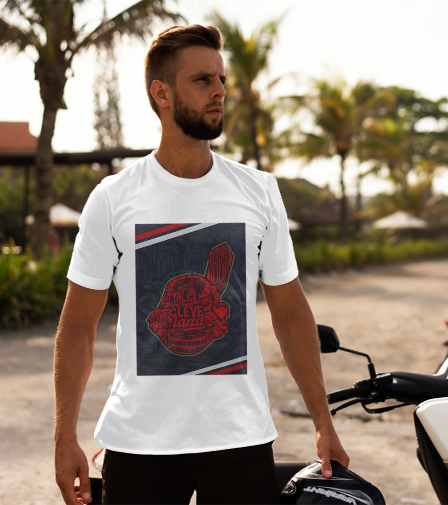 Cleveland 1948 Baseball Team City Mosaic Landmark Collage T-Shirt
