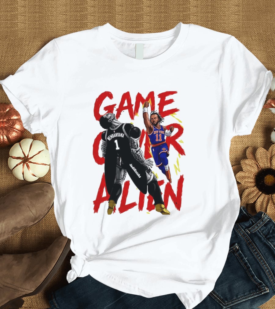 Game Over Alien Wembanyama Vs Jalen Gohan Brunson Knicks T-Shirt