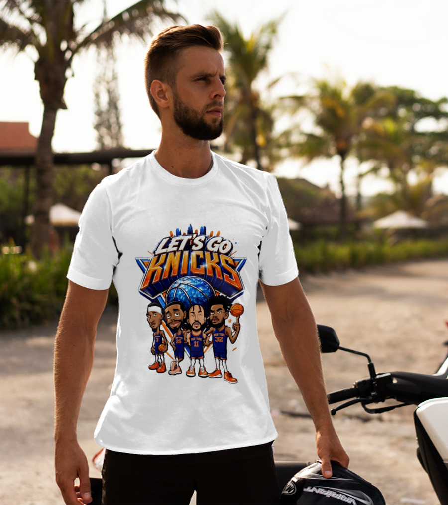 Let's Go Knicks New York Basketball Players Cartoon 2026 T-Shirt