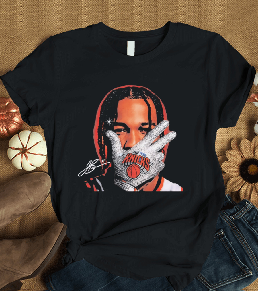 New York Knicks Jalen Brunson Iceman Signature Glove T-Shirt