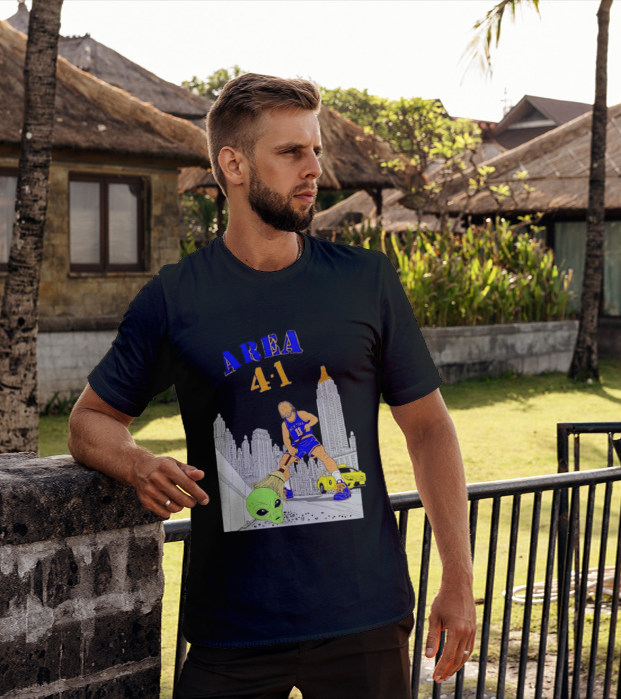 AREA 4 1 Jalen Brunson New York Knicks Vs Alien San Antonio Spurs T-Shirt