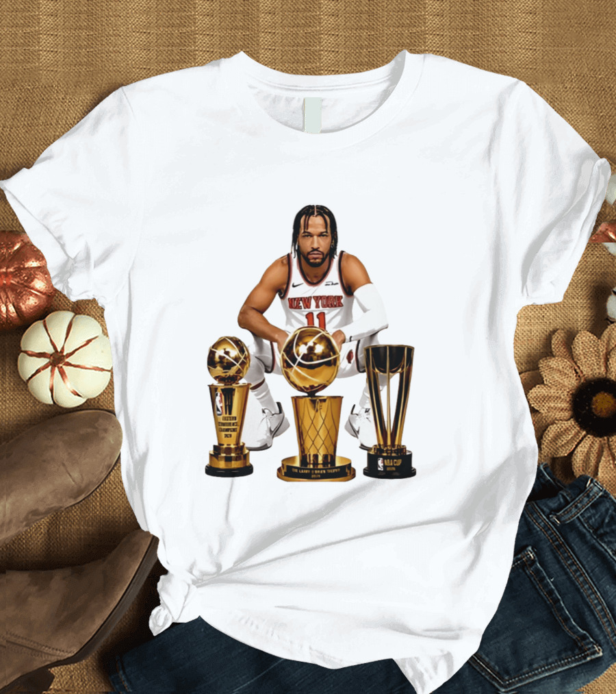 New York Knicks Jalen Brunson 11 Trophy Collection NBA Champions T-Shirt
