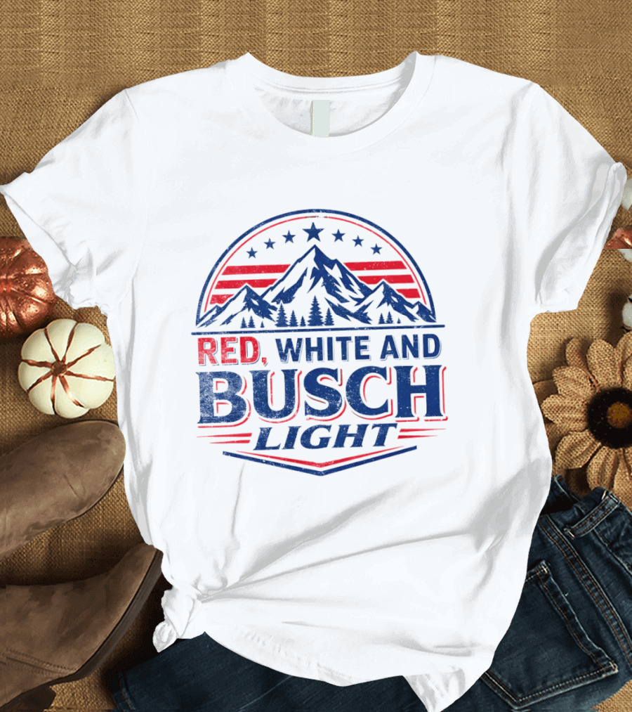 Busch Light Red White And Blue Mountain Stars T-Shirt