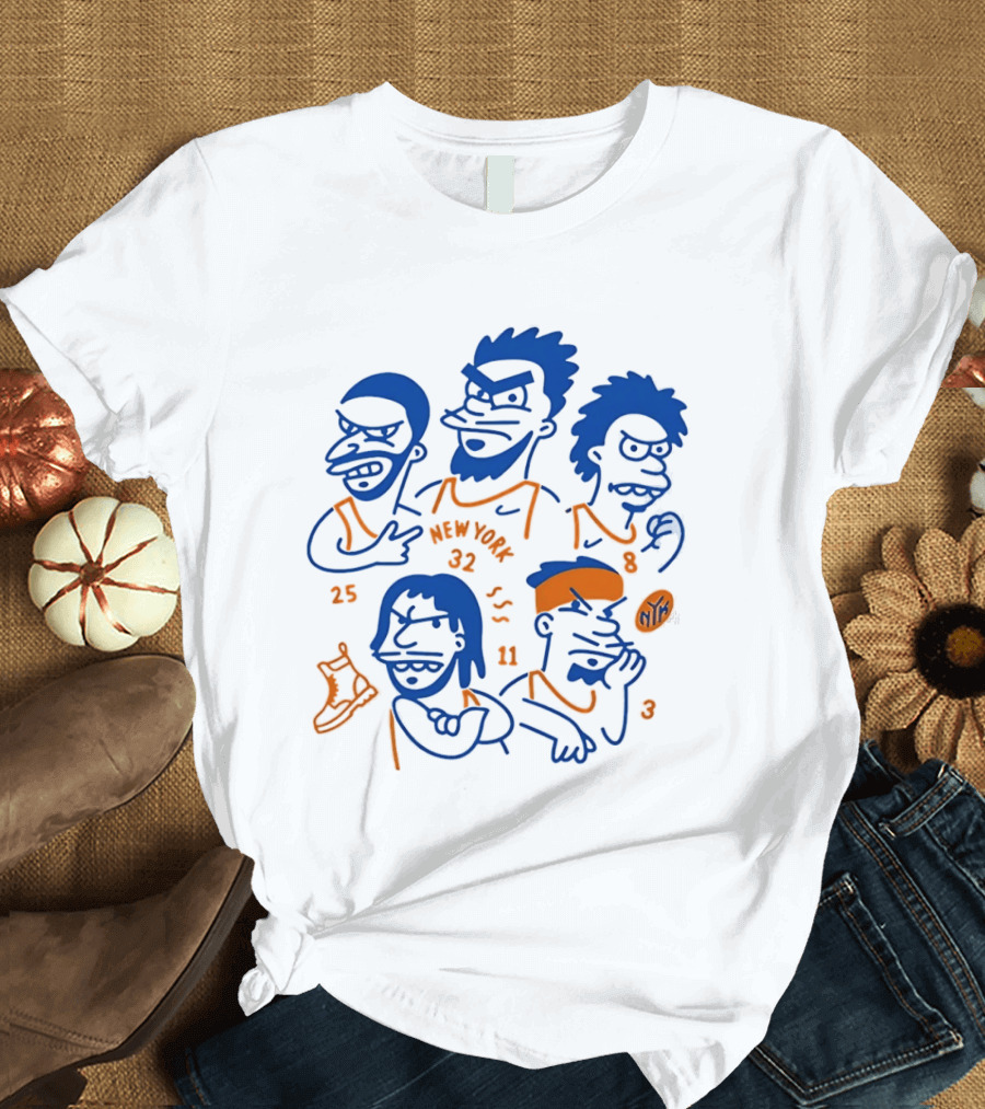 New York 32 Cartoon Characters Knicks 25 8 11 3 T-Shirt