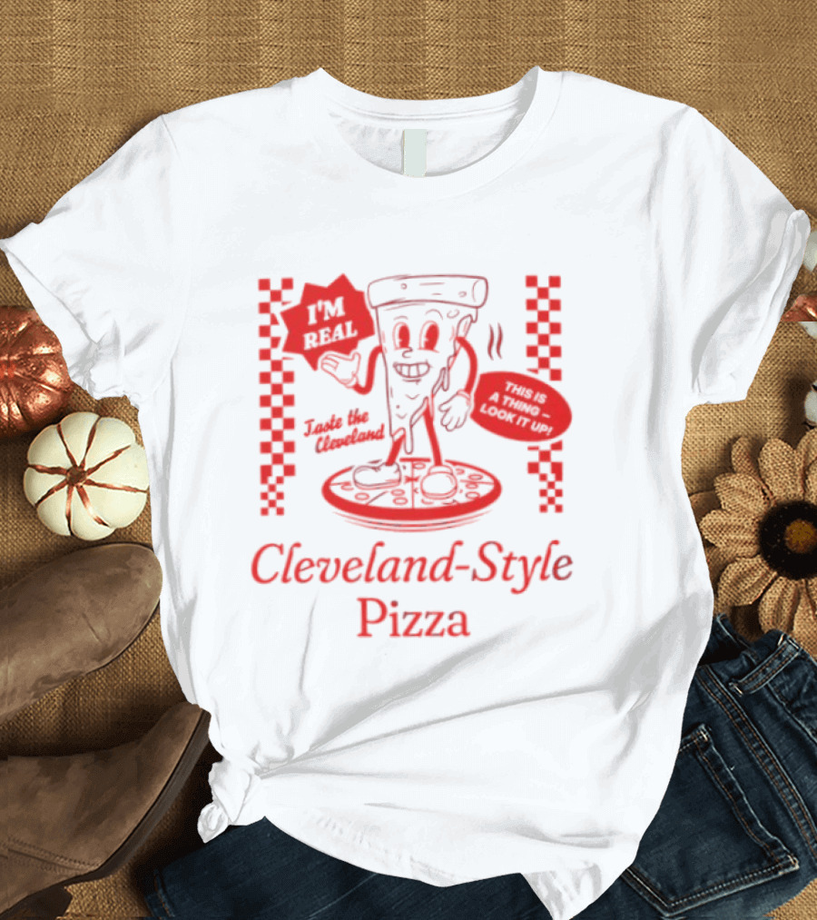 Cleveland Style Pizza I'm Hot Retro Football T-Shirt