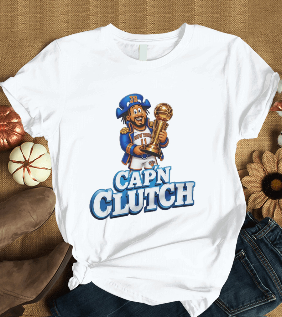 Jalen Brunson Capn Clutch New York Knicks Cartoon MVP T-Shirt