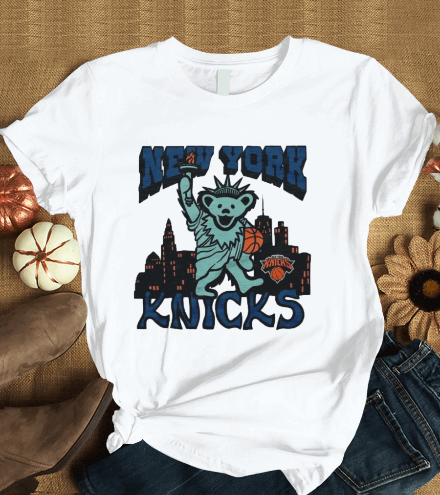 NBA Grateful Dead New York Knicks Bear Liberty Statue T-Shirt