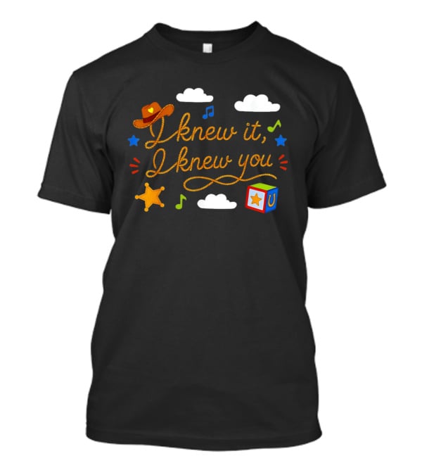 I Knew It I Knew You Western Cowgirl Sheriffs Badge Cowboy Hat Music Notes Blocks T-Shirt