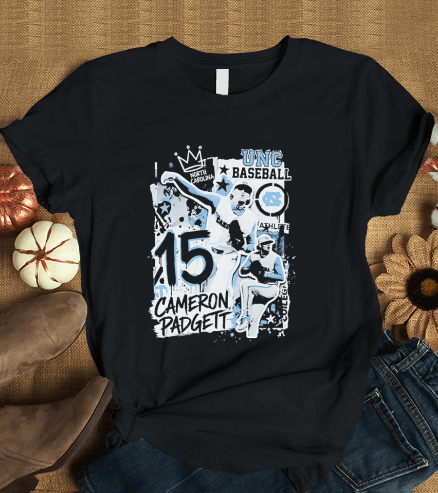 UNC Baseball Cameron Padgett 15 Tar Heels T-Shirt