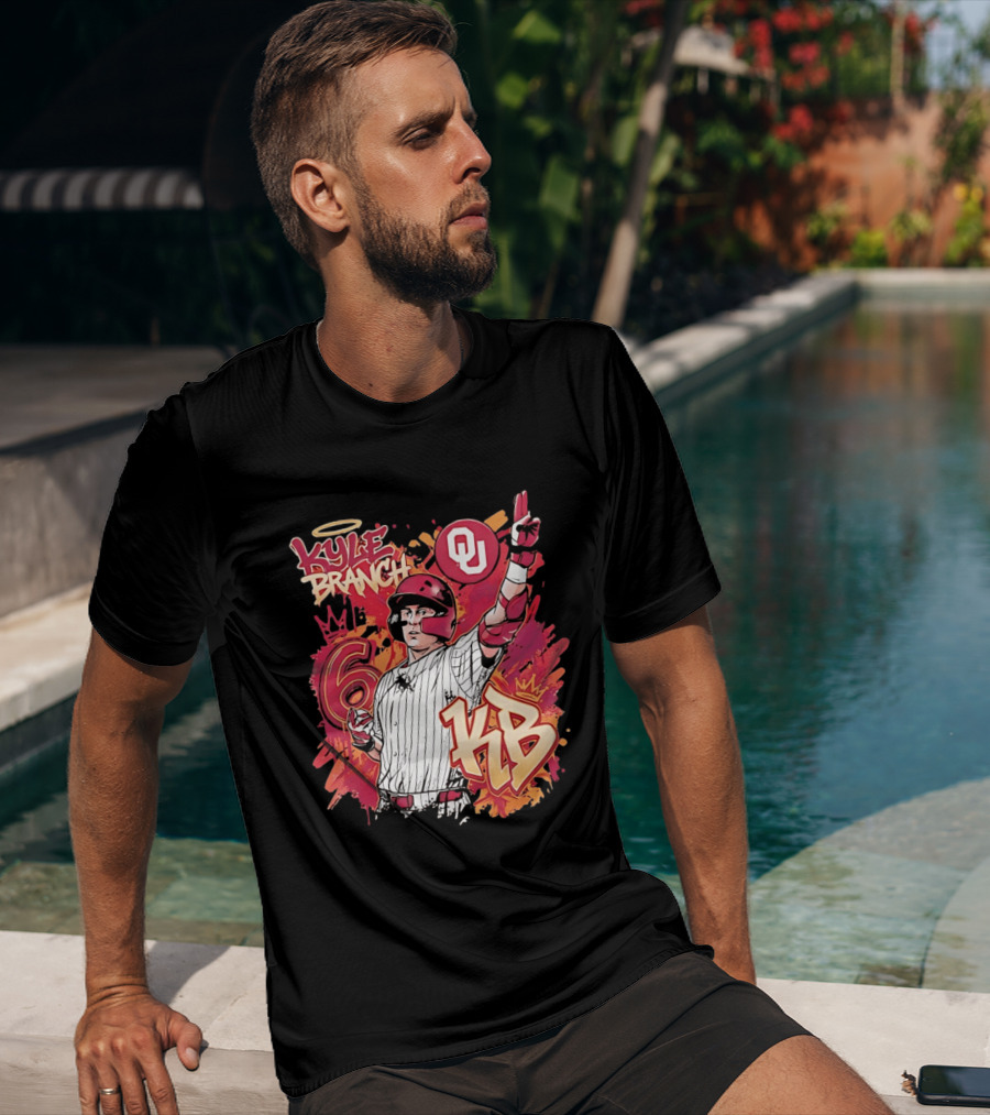 Oklahoma Sooners Kyle Branch 6 Graffiti KB T-Shirt
