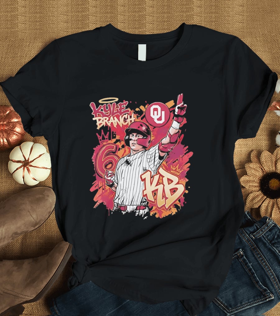 Oklahoma Sooners Kyle Branch 6 Graffiti KB T-Shirt