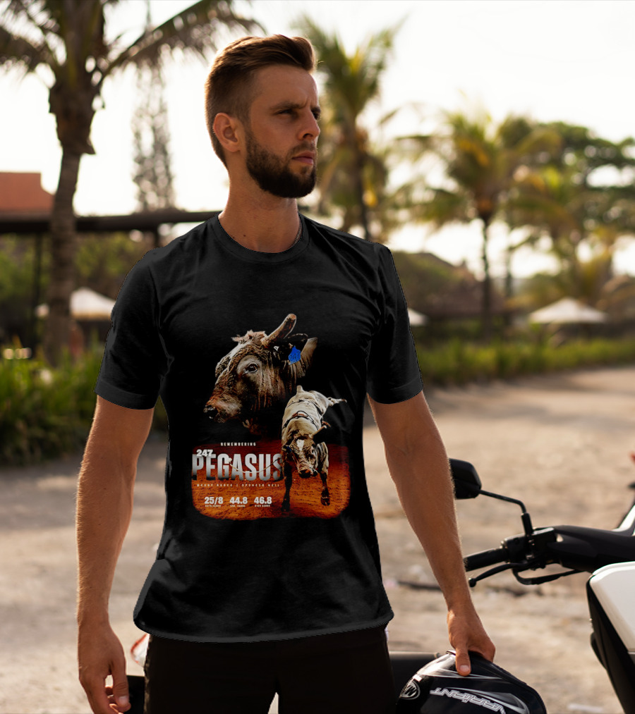 Remembering Pegasus 247 Legendary Rodeo Bull Statistics 25/8 44.8 46.8 T-Shirt